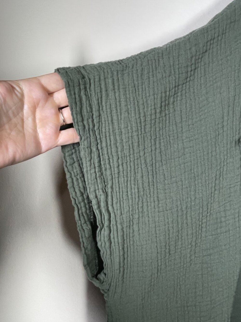 Torrid Midi Double Pucker Gauze Shirt Dress Size: 4 Olive Green Missing Belt! - Picture 2 of 6